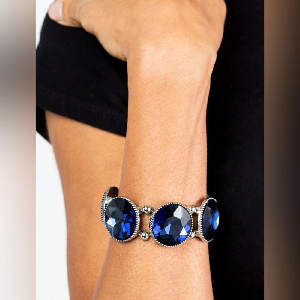 New Blue Rhinestone Stretchy Bracelet